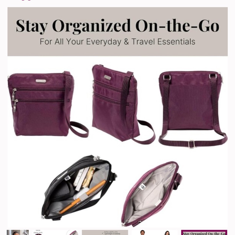 Baggallini Wine Red Crossbody Bag 8 1/2” x 8 1/2 “ - Picture 5 of 8